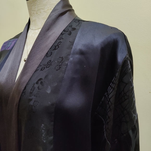 Hand crafted Kimono style mixed silk patch duster, one size - Picture 3 of 13
